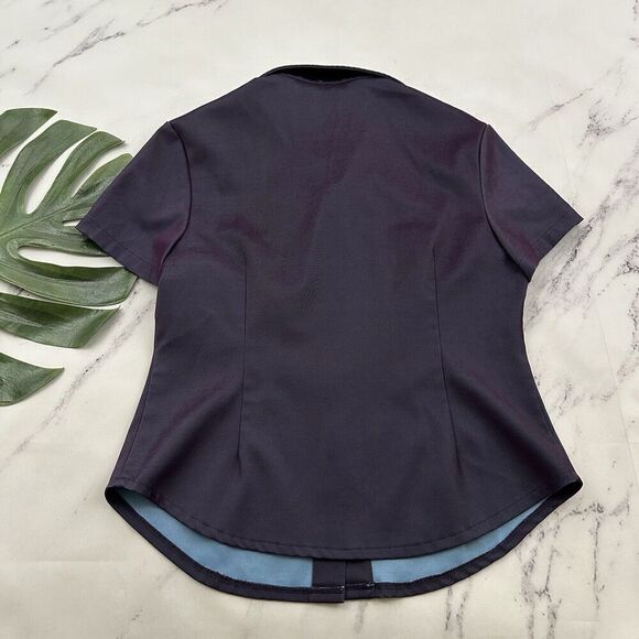 Cindy Womens Vintage Y2k Iridescent Button Up Top Size L Purple Blue Shimmer - Picture 7 of 11